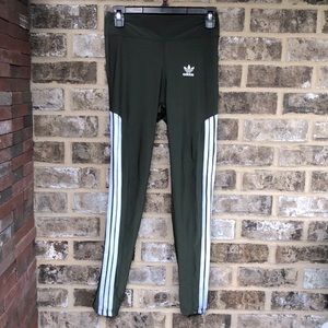 High waisted Olive green Adidas Track Leggings